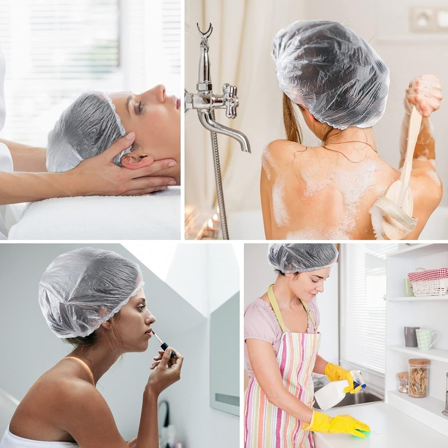 multiple usage of plastic shower cap as per image