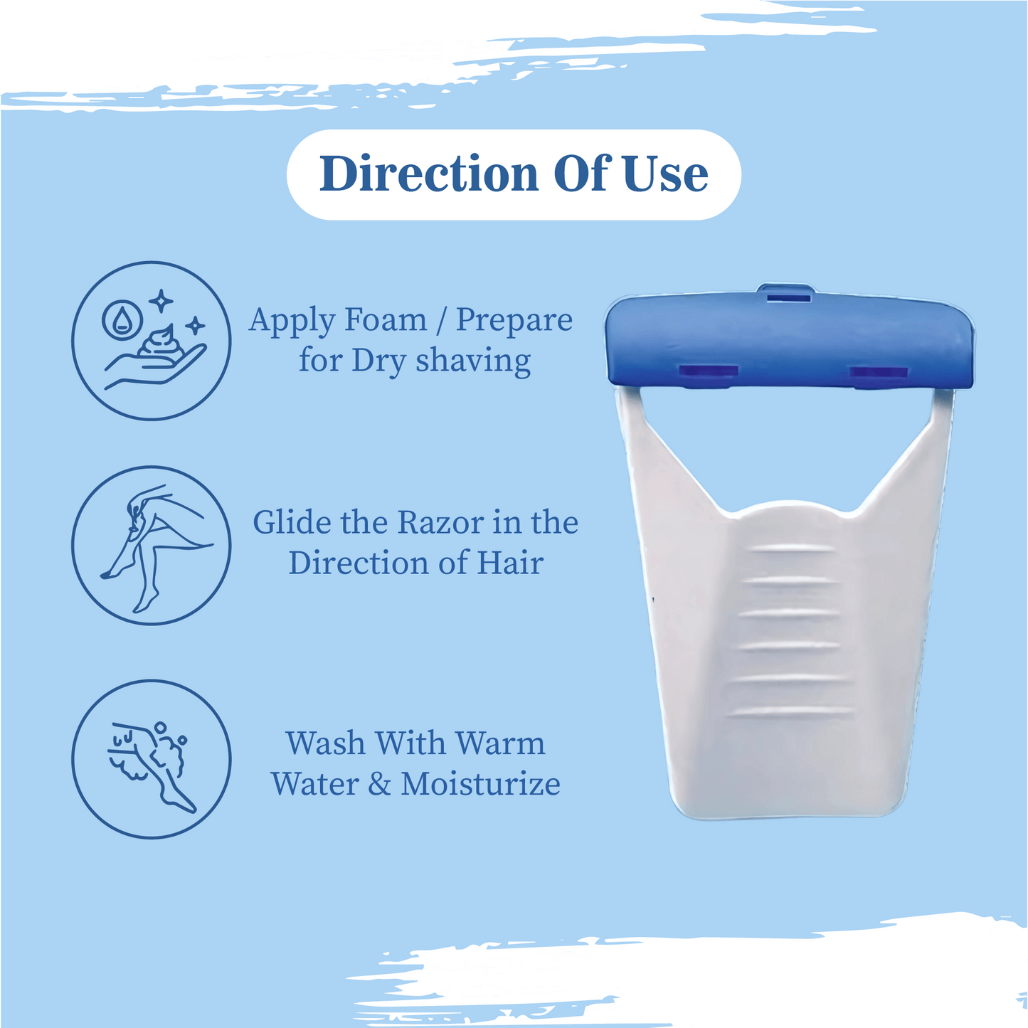 Shaving razor with instructions of use