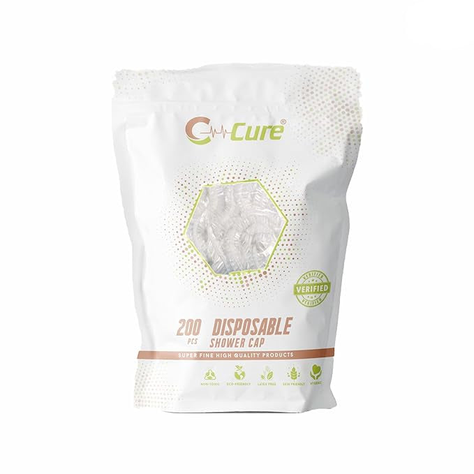Pack of C-Cure disposable white shower caps