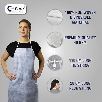 C-CURE™ Non-Woven Disposable Apron for Adults (Pack of 10)