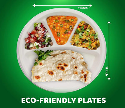 ECOZ 4-Compartment Disposable Eco-Friendly Plates