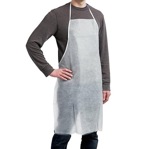 Person wearing a C-cure non woven white apron