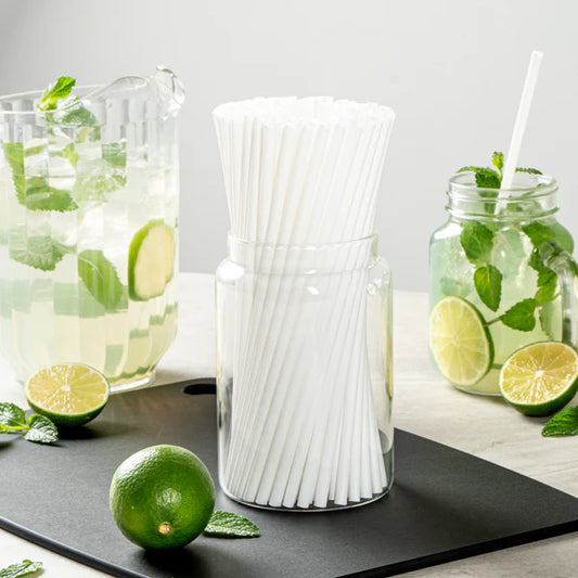 Compostable white straw using for mojito 
