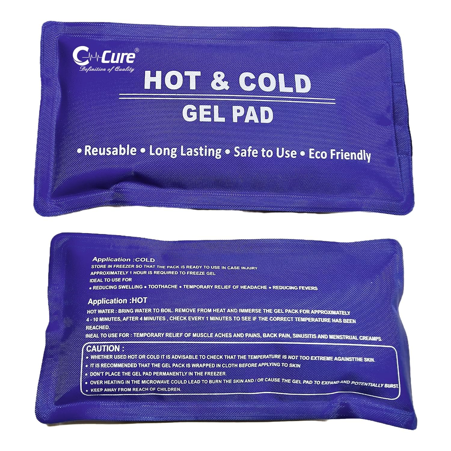 Front and back image of hot and cold gel pack 