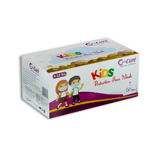 C-Cure Kids 3 Ply Printed Disposable Face Mask – 50pcs Box | Melt blown Filter, Nose Pin & Soft Ear Loops for Ages 4–12 - Zepomart Etail Private Limited 
